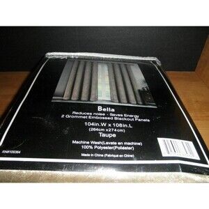 NEW ROYAL TRADITION BELLA TAUPE GROMMET BLACKOUT(2 PANEL CURTAINS) 104"W X 108"L